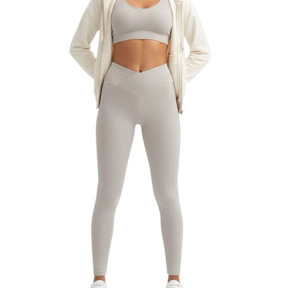 Divided H&M  Leggings Ribbed Jersey Wrapover V Waist Pannel Size Small Crossover